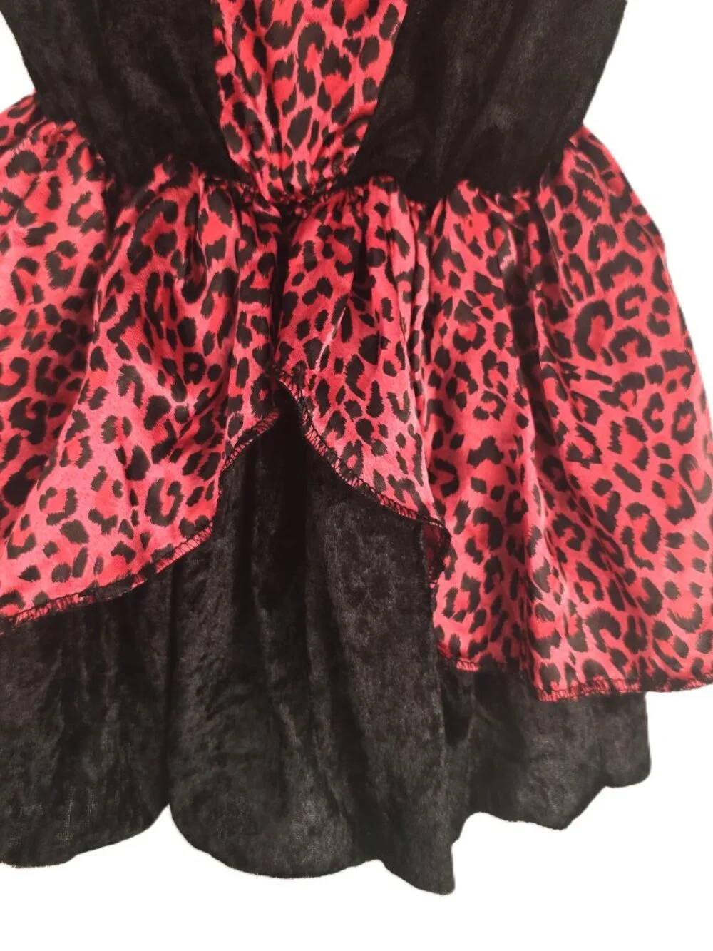 Kitty Dress Little Girl Small 4-6X Pink & Black Fur Collar Costume Velour Silk